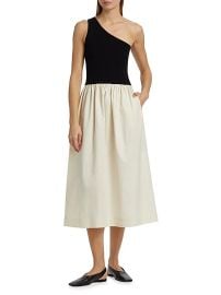 Women\\\'s Anita Colorblocked One-Shoulder Midi-Dress - Black Ivory - at Saks Fifth Avenue